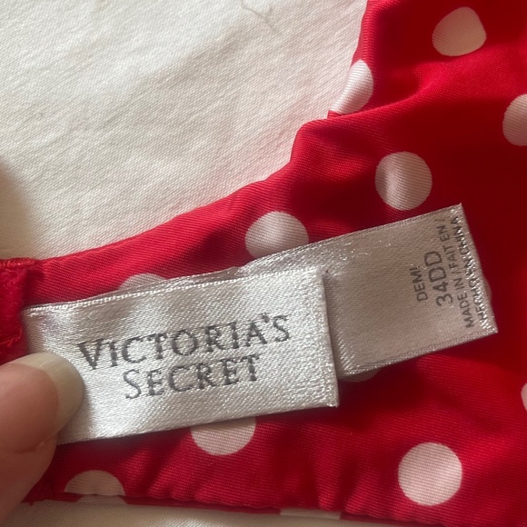 Victoria's Secret Demi Bra Sz 34DD Red Polka Dot - Picture 3 of 6
